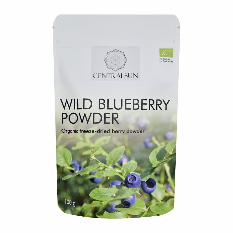 Freeze-dried wild blueberry powder organic Centralsun front