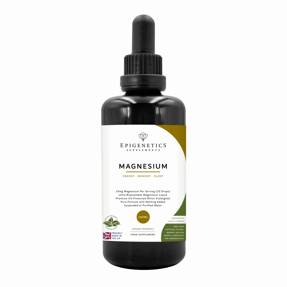 Epigenetics vedel magneesium 100ml – esikülg valges Mironi klaaspudelis | Centralsun